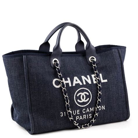 chanel denim deauville bag|Chanel deauville canvas tote bag.